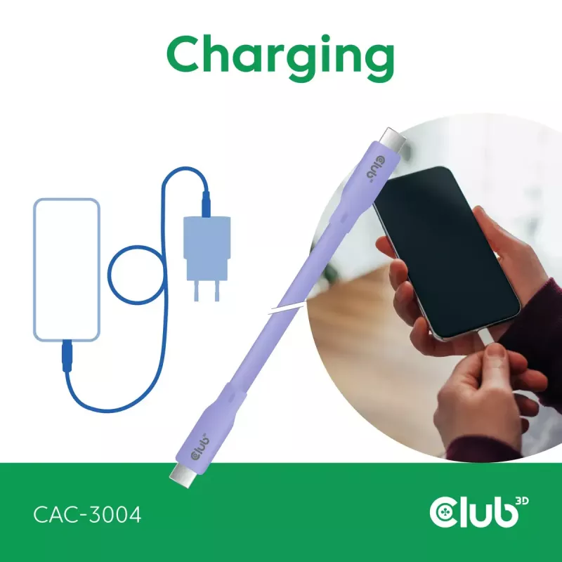 USB-C-Kabel CLUB3D CAC-3004 2m Lila