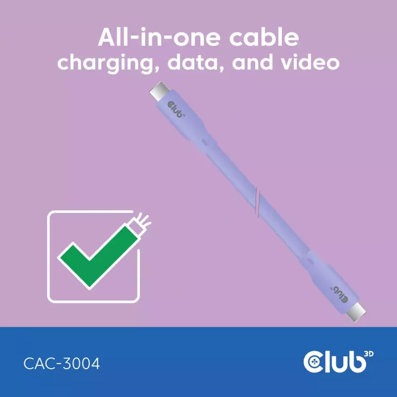 USB-C-Kabel CLUB3D CAC-3004 2m Lila