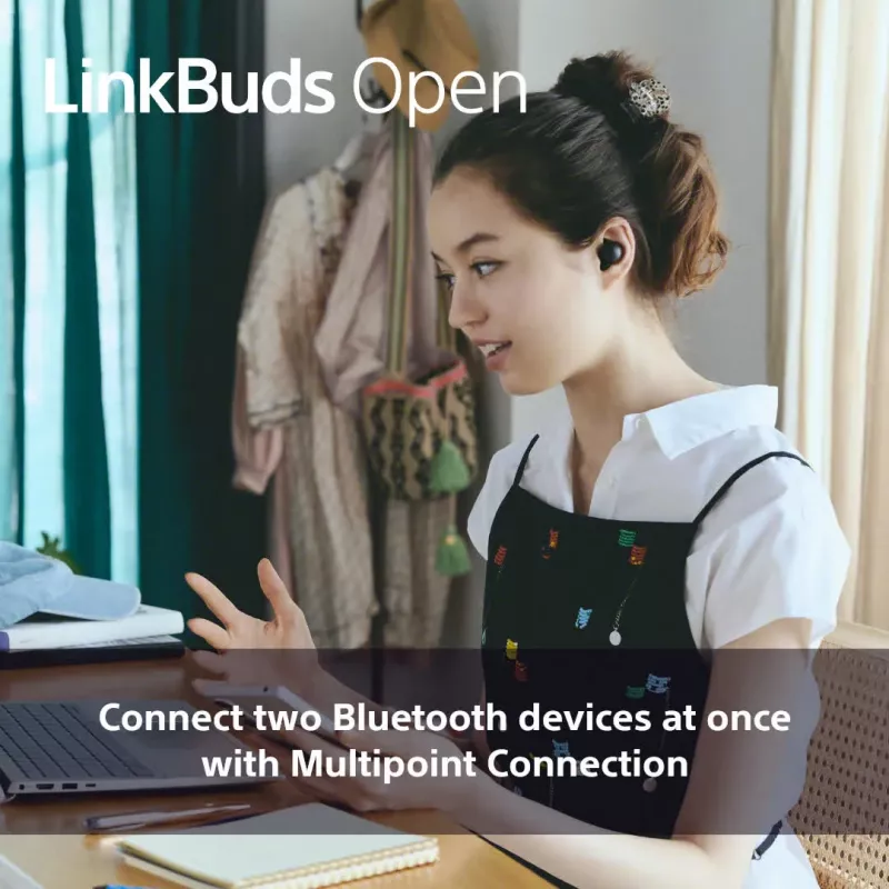 Headset Sony LinkBuds Open WFL910B — kabellos Bluetooth In-Ear, 20–20.000 Hz, 10 m Reichweite, 63 g, schwarz