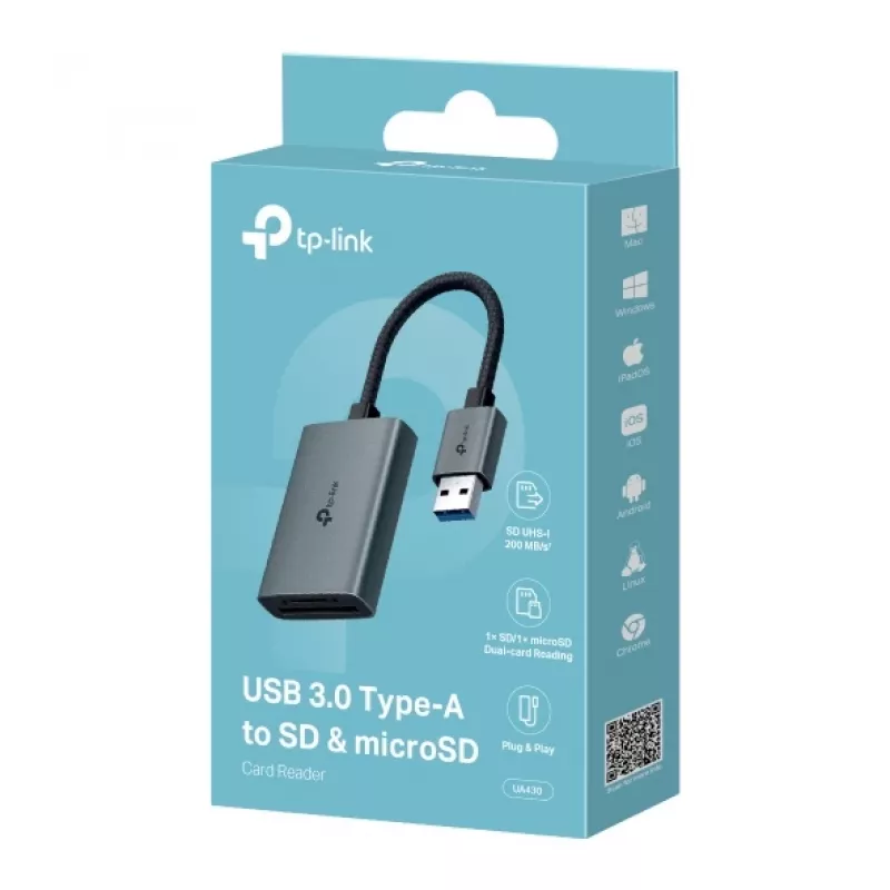 Kartenleser TP-LINK UA430 USB 3.2 Gen 1 Type-C — MicroSD / SD, Grau