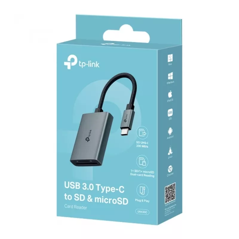 TP-Link UA430C Kartenleser USB 3.2 Gen 1 (3.1 Gen 1) Type-C Grau