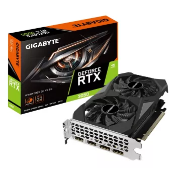 Grafikkarte GIGABYTE GeForce RTX 3050 — 6 GB GDDR6, 2304 CUDA-Kerne, PCIe 4.0, 14000 MHz Speicher