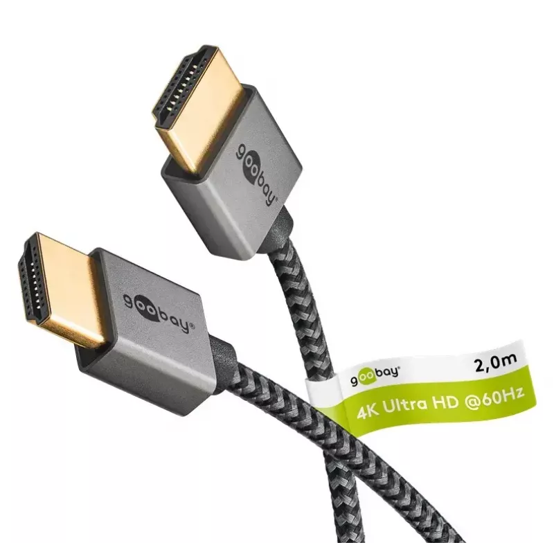 Goobay HDMI-Kabel 2m Typ A Stecker–Stecker 18 Gbit/s Grau