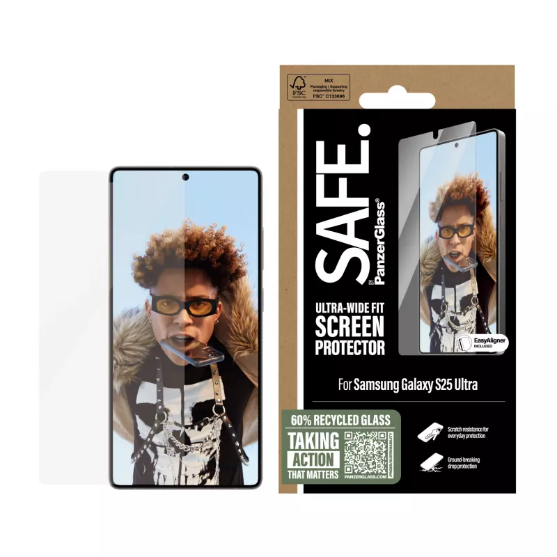 PanzerGlass SAFE. by ® Screen Protector Samsung Galaxy S25 Ultra | Ultra-Wide Fit mit EasyAligner