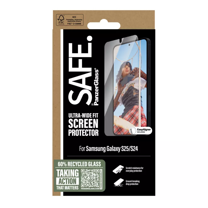PanzerGlass SAFE. by ® Displayschutzfolie Samsung Galaxy S25 | S24 | Ultra-Wide Fit mit EasyAligner