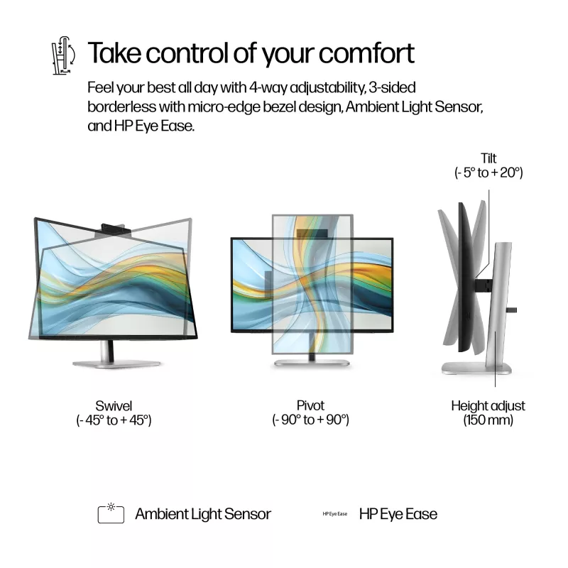 HP Series 5 Pro 27 Zoll QHD USB-C Konferenzmonitor - 527pm, 68,6 cm (27 Zoll), 2560 x 1440 Pixel, Quad HD, LCD, 5 ms, Schwarz