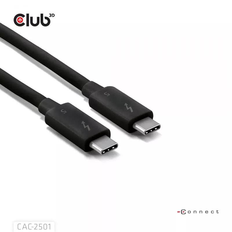 CLUB3D Thunderbolt™ 5 zertifiziertes Kabel 8K240Hz Daten 80/120 Gbps EPR 240 Watt M/M 1m / 3,28ft