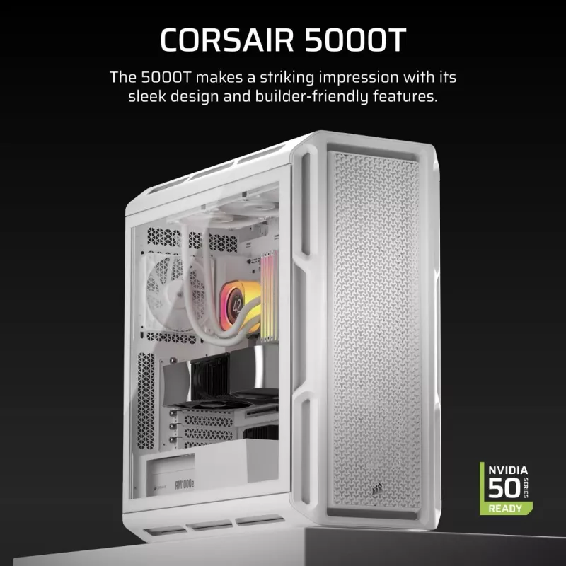 CORSAIR PC-Gehäuse - 5000T Mid-Tower High-Performance - Weiß