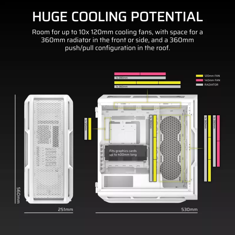 CORSAIR PC-Gehäuse - 5000T Mid-Tower High-Performance - Weiß