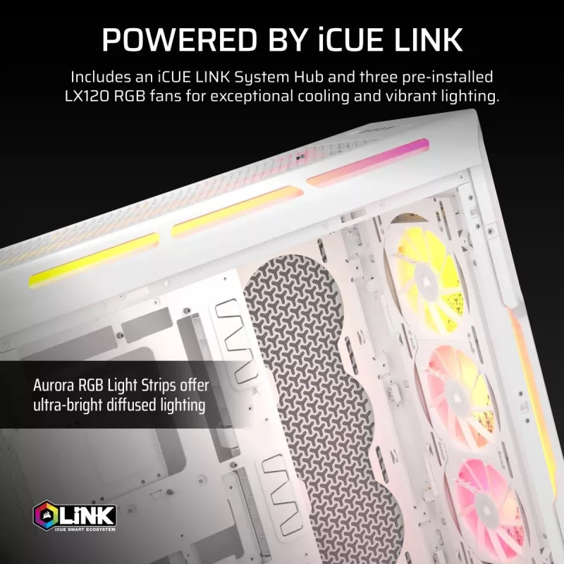 CORSAIR PC-Gehäuse - 5000T LX RGB Midi-Tower (tempered Glass) Weiß