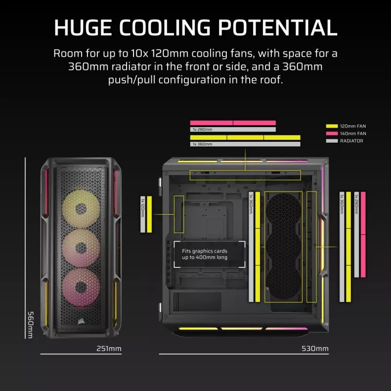 CORSAIR PC-Gehäuse - Icue Link 5000t Lx RGB Mid-Tower High-Performance
