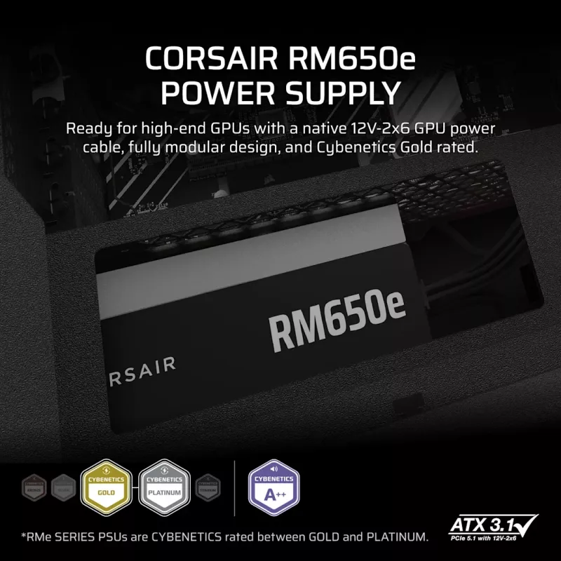 CORSAIR Netzteil - RMe Serie RM650e vollmodular, leiser ATX 650W