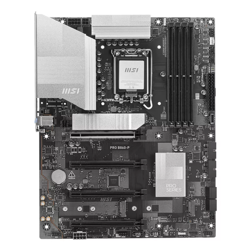 Mainboard MSI PRO B860-P — Intel B860, LGA 1851, ATX, DDR5, 4 DIMM, 3×M.2, 5Gb LAN, HDMI 2.1