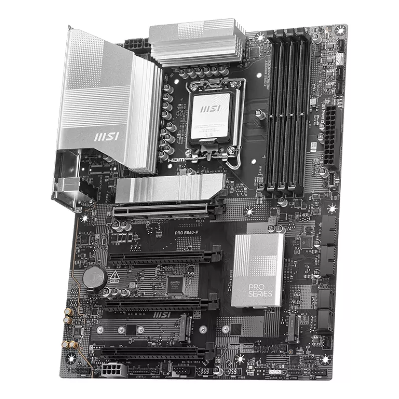 Mainboard MSI PRO B860-P — Intel B860, LGA 1851, ATX, DDR5, 4 DIMM, 3×M.2, 5Gb LAN, HDMI 2.1