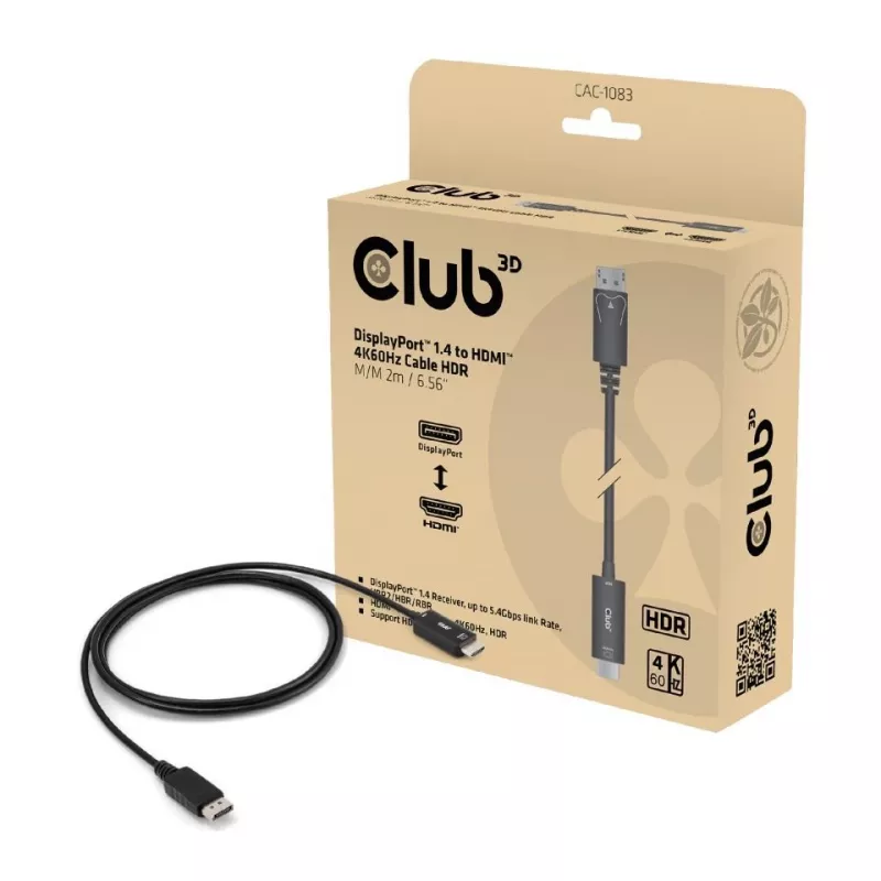 CLUB3D CAC-1083 DisplayPort-Kabel 2 m HDMI Typ D (Micro) Schwarz