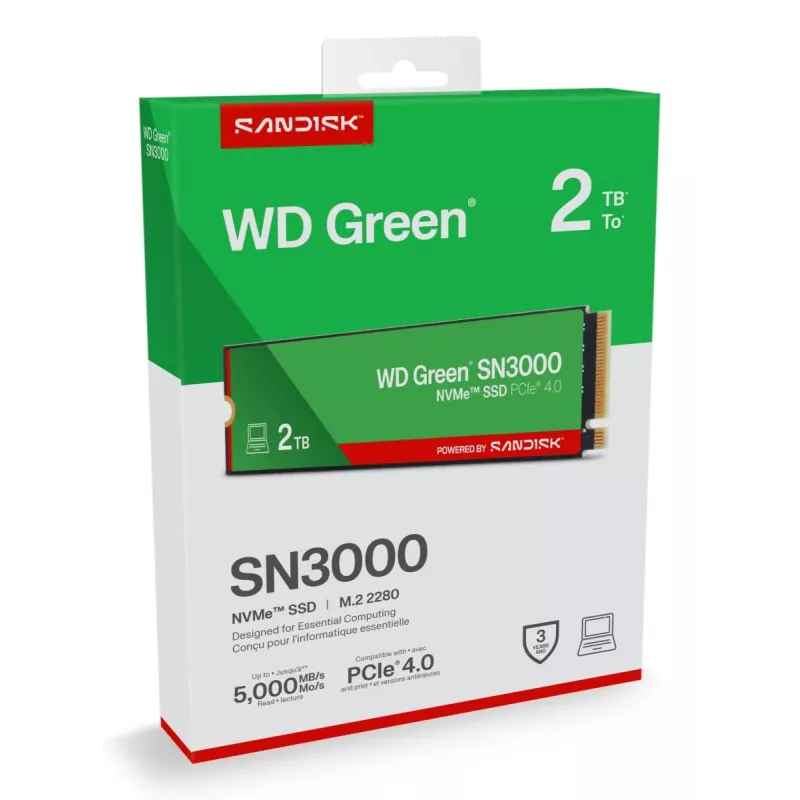 WESTERN DIGITAL SSD - WD Grün SN3000 NVMe - 500GB - PCIe Gen4 x4 - M.2 2280