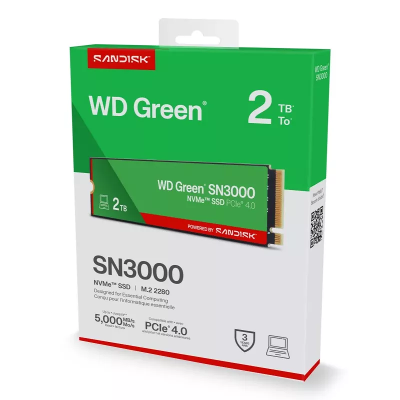 WESTERN DIGITAL SSD - WD Grün SN3000 NVMe - 500GB - PCIe Gen4 x4 - M.2 2280