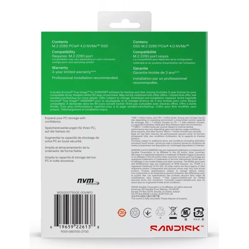 WESTERN DIGITAL SSD - WD Grün SN3000 NVMe - 500GB - PCIe Gen4 x4 - M.2 2280