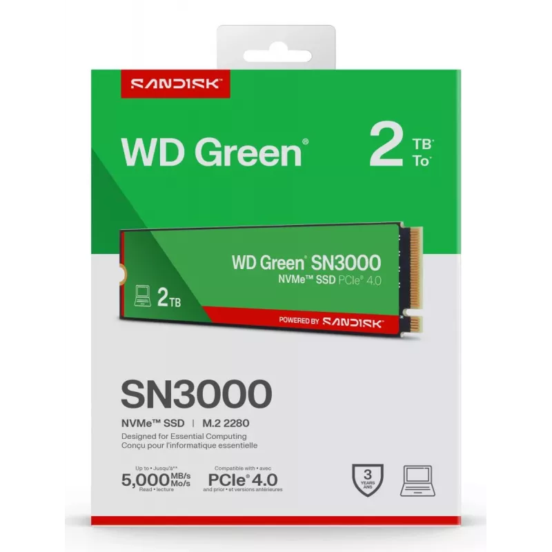 WESTERN DIGITAL SSD - WD Grün SN3000 NVMe - 500GB - PCIe Gen4 x4 - M.2 2280