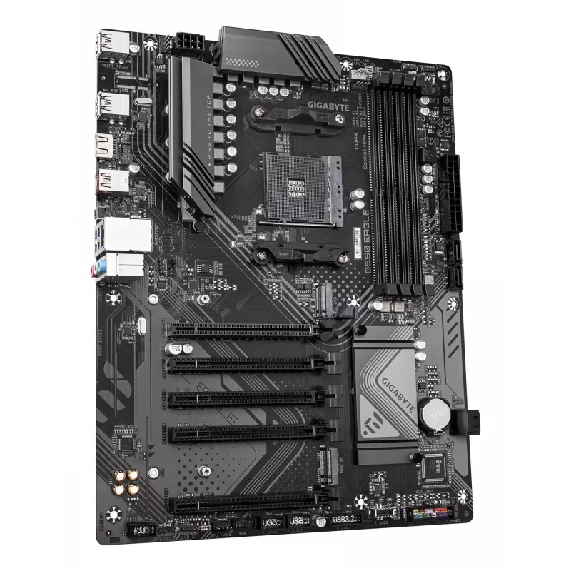 GIGABYTE B550 EAGLE Motherboard - AMD Ryzen 5000 G-Series CPUs, 10+3+1 Phases VRM, bis zu 3200 MHz DDR4, 1xPCIe 4.0 + 1xPCIe 3.0 M.2, 1GbE LAN, USB 3.2 Gen 2