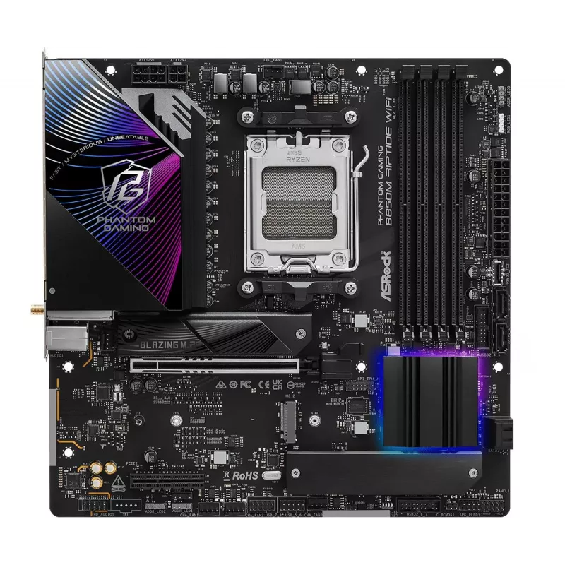 ASRock Motherboard B850M Riptide WiFi AM5 AMD B850 4 X DDR5 1 X HDMI 2.1 Tmds/frl 8g 1 X DisplayPort 1.4 With DSC mATX
