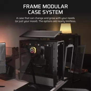 PC-Gehäuse CORSAIR FRAME 4000D RS Midi Tower — schwarz, EATX-Unterstützung, gehärtetes Glas, USB-C, 3x120-mm-Frontlüfter