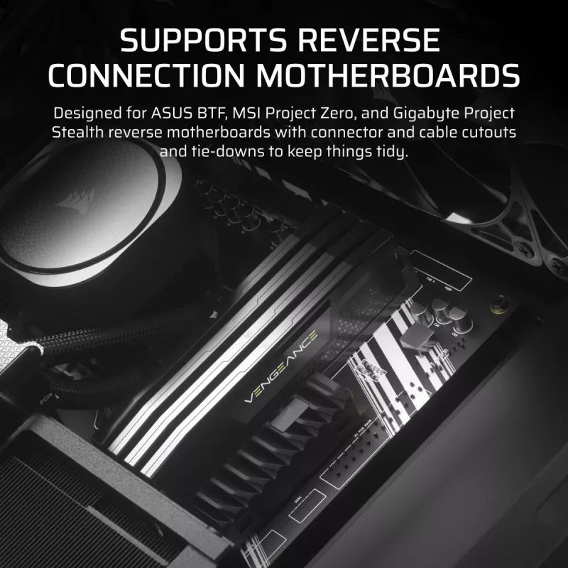 PC-Gehäuse CORSAIR FRAME 4000D RS Midi Tower — schwarz, EATX-Unterstützung, gehärtetes Glas, USB-C, 3x120-mm-Frontlüfter