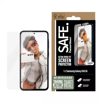PanzerGlass SAFE. by ® Displayschutzfolie Samsung Galaxy A36 5G | Ultra-Wide Fit mit EasyAligner