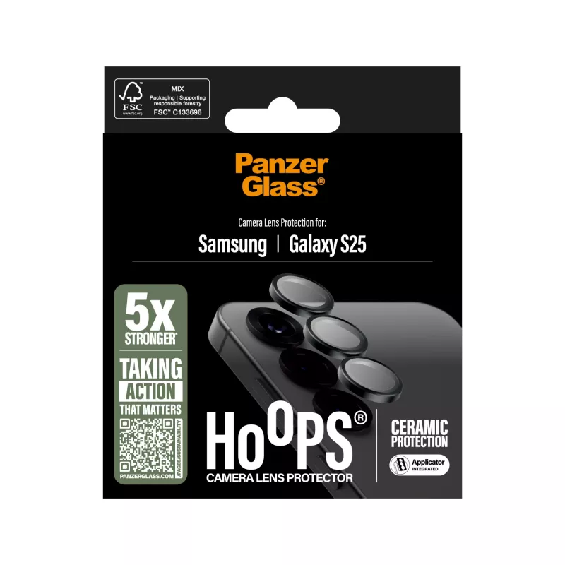 PanzerGlass ® Hoops® Keramik-Kamera-Linsenschutz für Samsung Galaxy S25