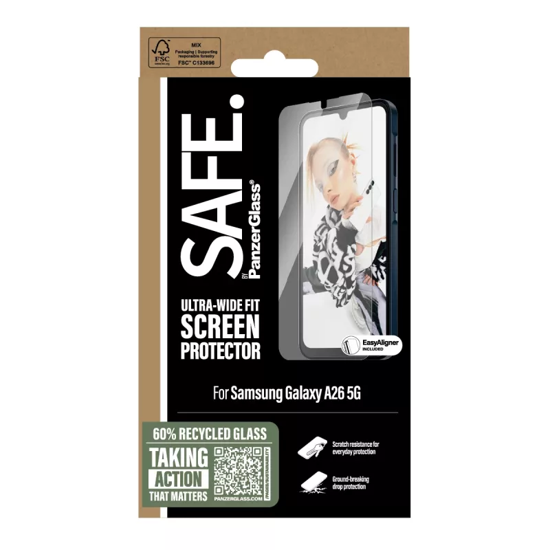 PanzerGlass SAFE. by ® Screen Protector Samsung Galaxy A26 5G | Ultra-Wide Fit mit EasyAligner