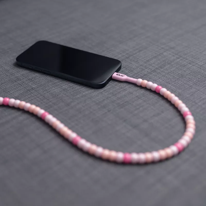 CLUB3D USB-C® Perlenkabel, Pink, 2 m, USB C, USB C, 0.48 Gbit/s, Pink