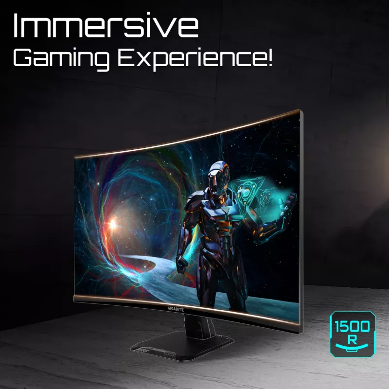 GIGABYTE GS27QCA 27 Zoll QHD Curved Gaming Monitor - 2560 x 1440, 180Hz, 1ms, 250 cd/m², FreeSync, HDR Ready, HDMI 2.0, DisplayPort 1.4