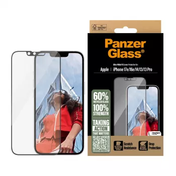 PanzerGlass ® Displayschutzfolie iPhone 17e | 16e | 14 | 13 | 13 Pro | Ultra-Wide Fit mit EasyAligner