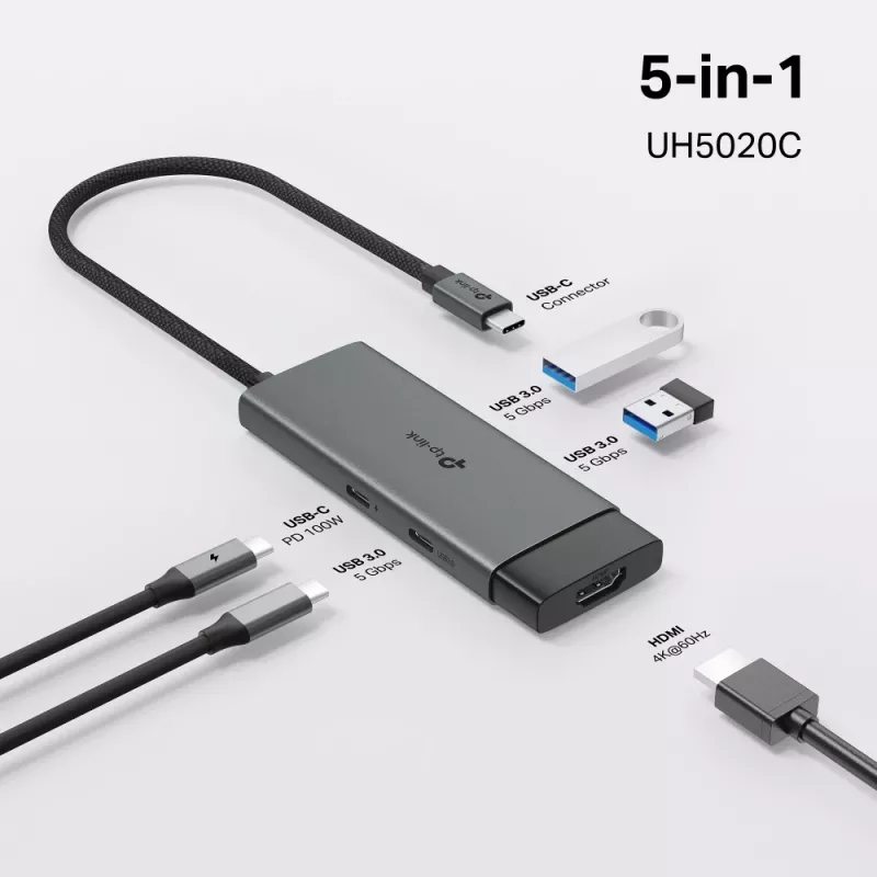 TP-Link UH5020C USB Type-C-Hub 5000 Mbit/s HDMI USB 3.2