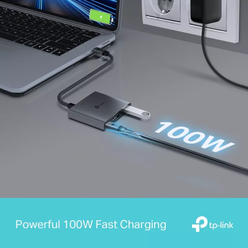 USB Type-C Hub TP-Link UH3020C — 3-Port (HDMI, USB-A, USB-C), 5 Gbit/s, HDMI 4K@60Hz, PD bis 100W, Aluminium, 0,18 m Kabel
