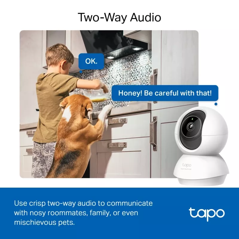 TP-Link Tapo Pan/Tilt AI Home Security Wi-Fi Camera SPEC: 3K 5MP (2880×1620), 2.4 GHz, Horizontal 360º