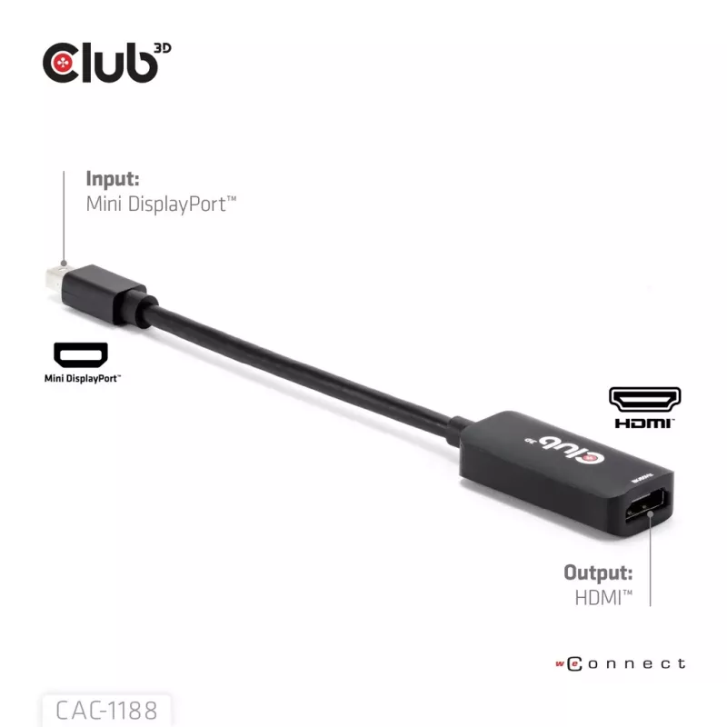 Adapter club 3d Mini DisplayPort 1.4 auf HDMI 8K60Hz M/F, Mini DisplayPort Stecker