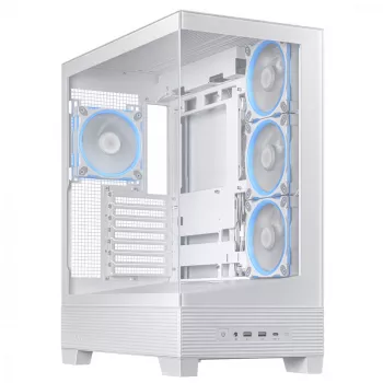 PC-Gehäuse ASUS A31 Plus TG ARGB WHITE Midi Tower — ATX, Tempered Glass, ARGB, 3x120mm + 1x120mm Lüfter, 38 cm GPU, 165 mm CPU-Kühler