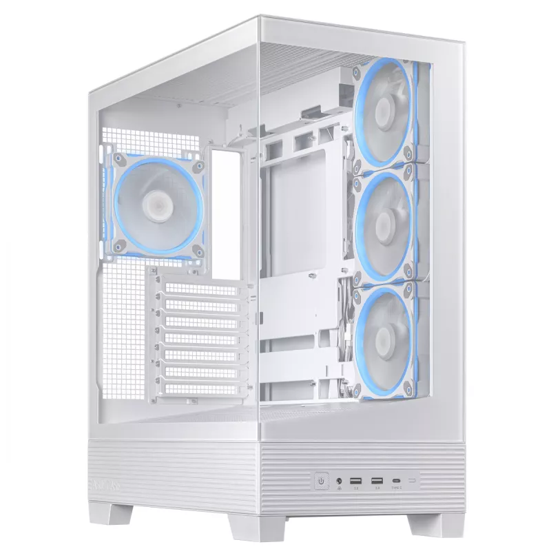 PC-Gehäuse ASUS A31 Plus TG ARGB WHITE Midi Tower — ATX, Tempered Glass, ARGB, 3x120mm + 1x120mm Lüfter, 38 cm GPU, 165 mm CPU-Kühler