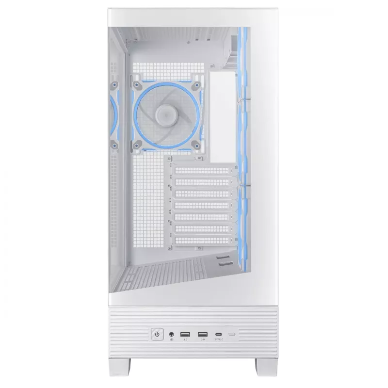 PC-Gehäuse ASUS A31 Plus TG ARGB WHITE Midi Tower — ATX, Tempered Glass, ARGB, 3x120mm + 1x120mm Lüfter, 38 cm GPU, 165 mm CPU-Kühler