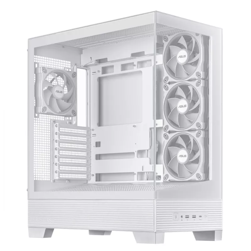 PC-Gehäuse ASUS A31 Plus TG ARGB WHITE Midi Tower — ATX, Tempered Glass, ARGB, 3x120mm + 1x120mm Lüfter, 38 cm GPU, 165 mm CPU-Kühler