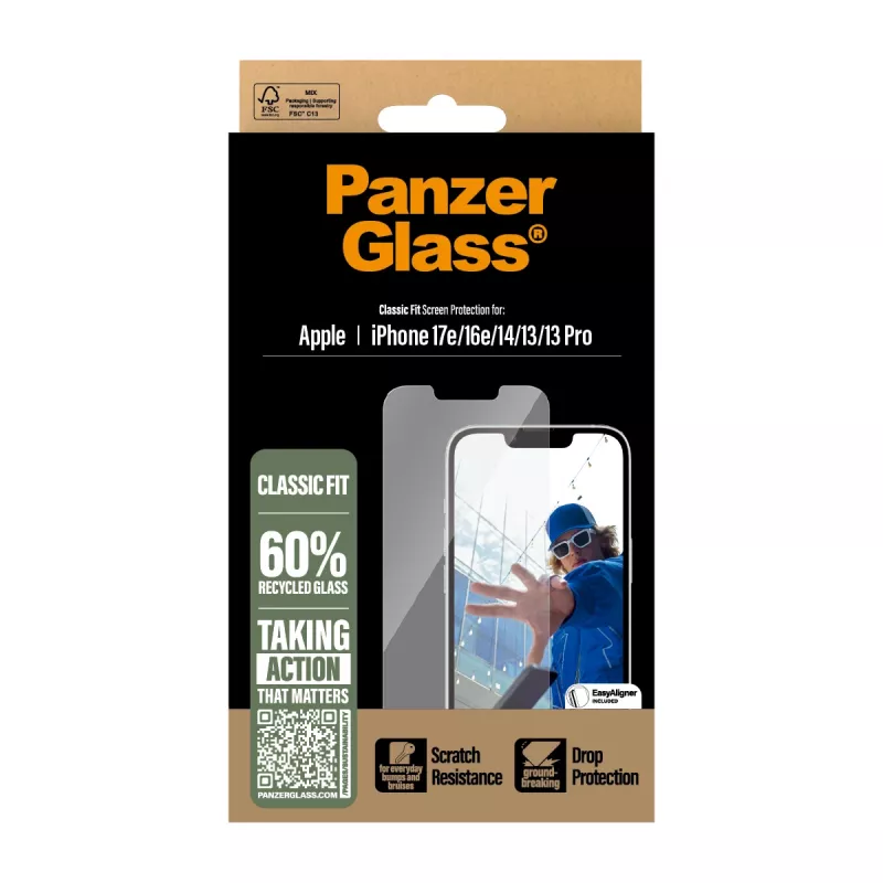 PanzerGlass ® Displayschutzfolie iPhone 17e | 16e | 14 | 13 | 13 Pro | Classic Fit mit EasyAligner