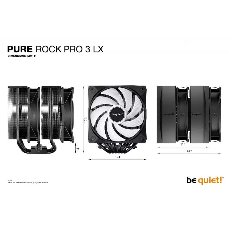 be quiet! Pure Rock Pro 3 LX Schwarz Prozessor-Luftkühler 12 cm 1 Stk.