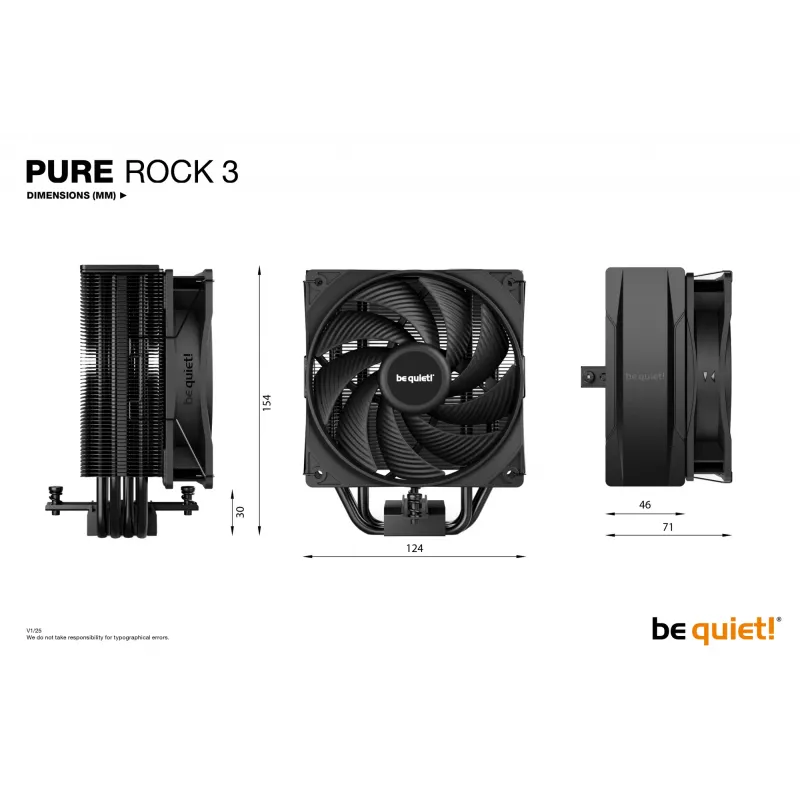 be quiet! Pure Rock 3 Schwarz Prozessor-Luftkühler 12 cm 1 Stk.