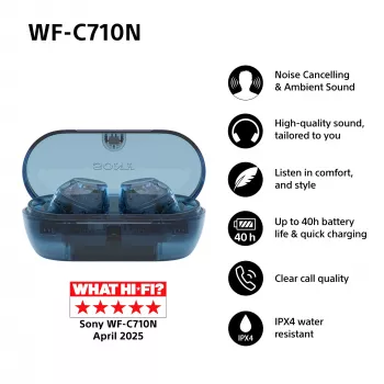 Headset Sony WFC710NL.CE7 In-Ear True Wireless Earbuds, Bluetooth 5.3, ANC, IPX4, 8,5/12 Std. Wiedergabe, Glasblau