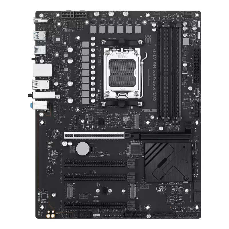 Motherboard ASUS X870 MAX GAMING WIFI7 ATX — AMD X870, Sockel AM5, DDR5, 4 DIMM, 256 GB, Wi‑Fi 7, Bluetooth 5.4, 3 M.2, 2x USB4 Gen3x2