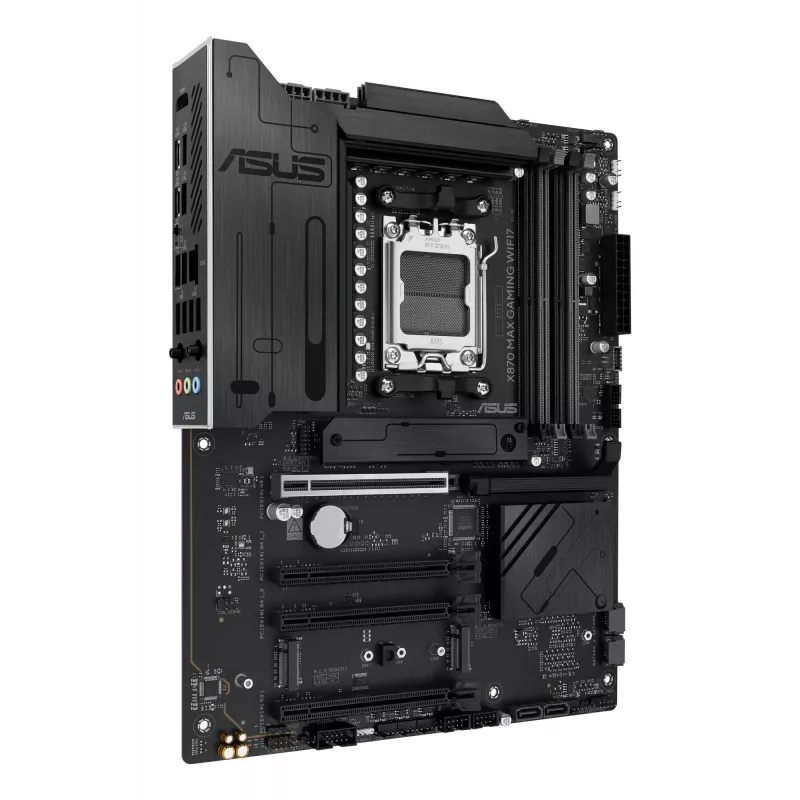 Motherboard ASUS X870 MAX GAMING WIFI7 ATX — AMD X870, Sockel AM5, DDR5, 4 DIMM, 256 GB, Wi‑Fi 7, Bluetooth 5.4, 3 M.2, 2x USB4 Gen3x2