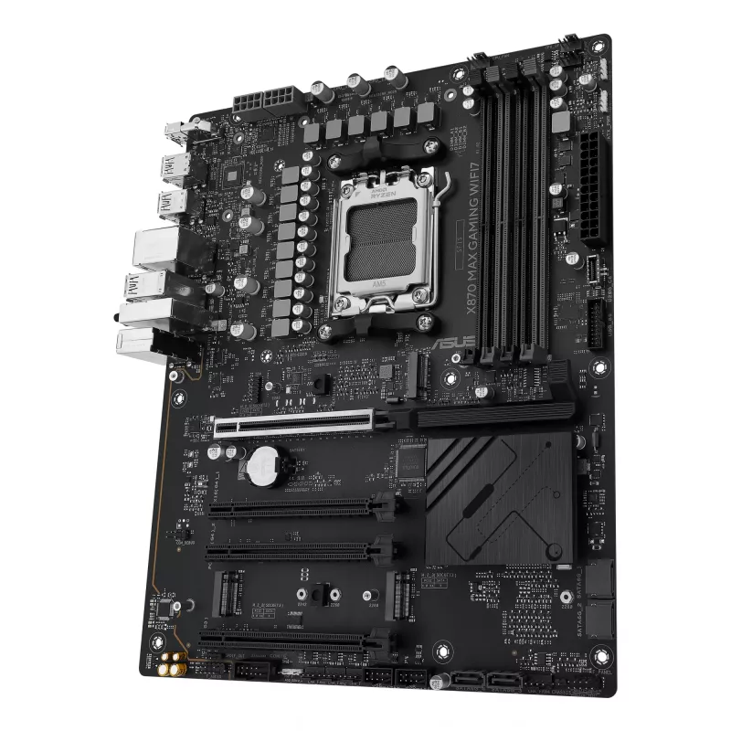 Motherboard ASUS X870 MAX GAMING WIFI7 ATX — AMD X870, Sockel AM5, DDR5, 4 DIMM, 256 GB, Wi‑Fi 7, Bluetooth 5.4, 3 M.2, 2x USB4 Gen3x2