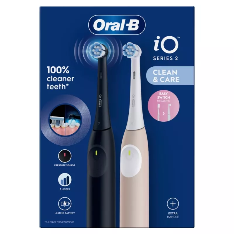 Elektrische Zahnbürste Oral-B iO Series 2 Duo Schwarz Pink Wiederaufladbar mit intelligentem Drucksensor