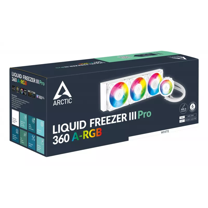 ARCTIC Liquid Freezer III Pro 360 A-RGB (Weiß) - Multi-kompatibler All-in-One CPU-Wasserkühler mit A-RGB